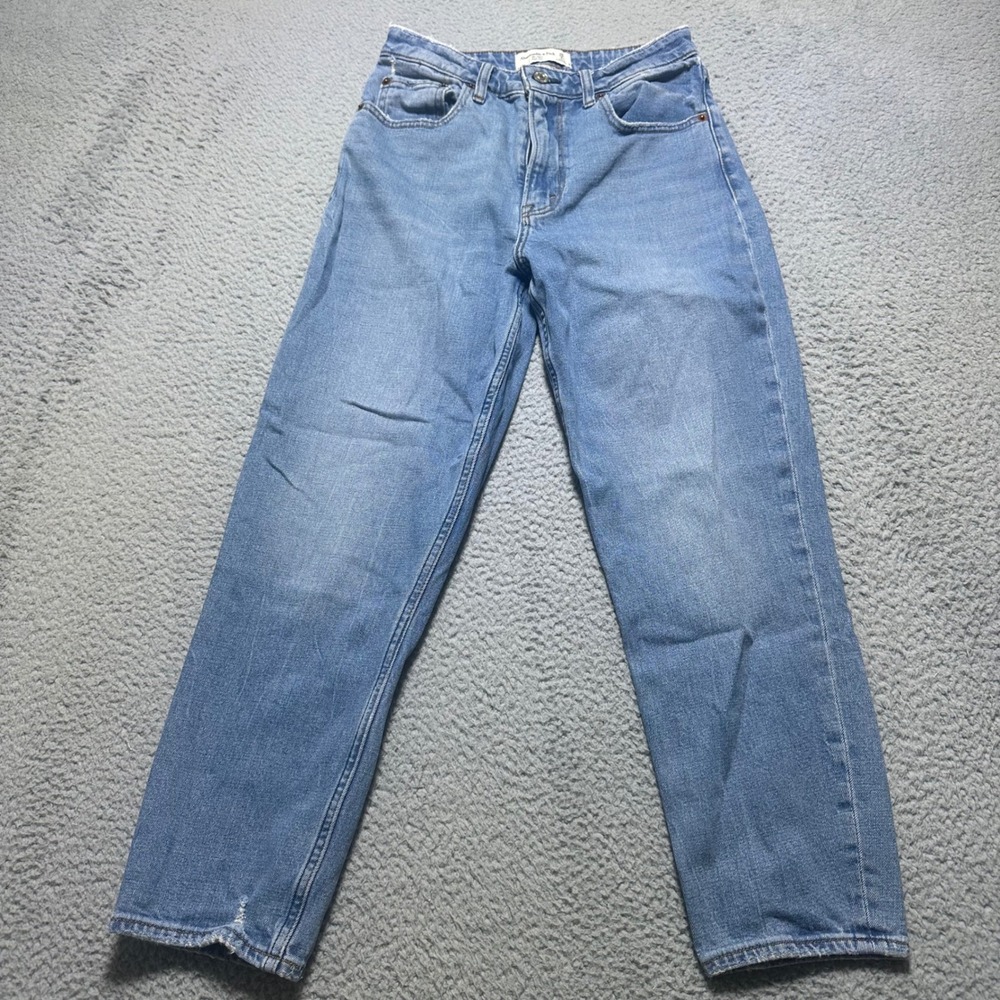 Abercrombie Fitch Curve Love Mom Jeans Women 26 2 High Rise Light Wash Y2K